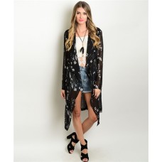 BLACK WHITE PRINT KIMONO 